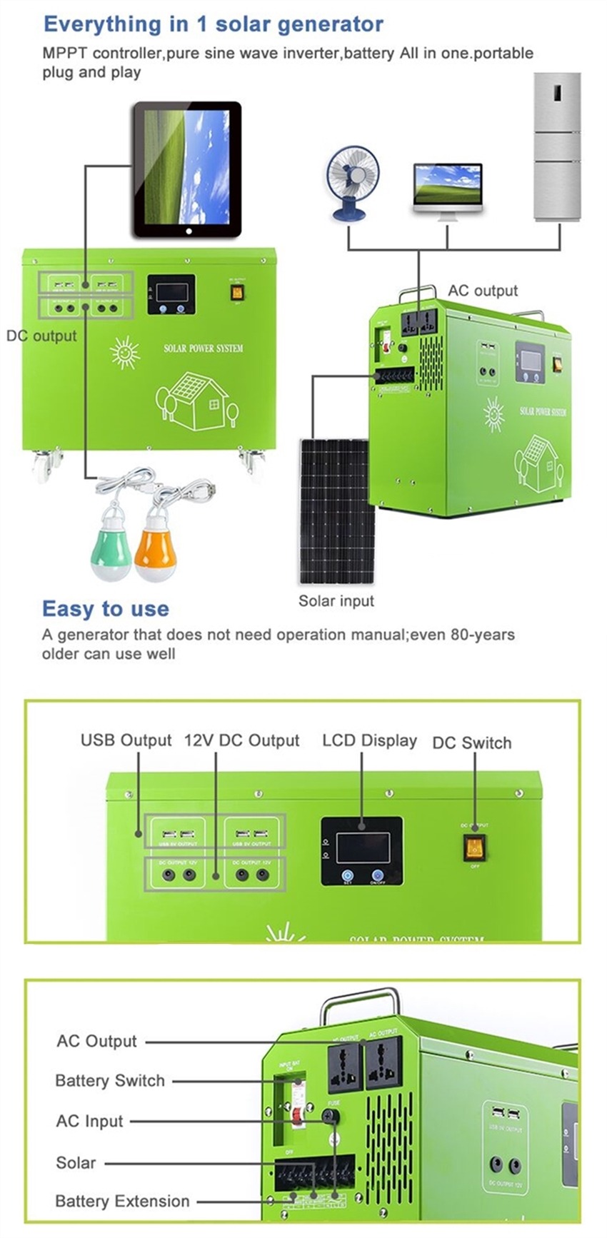 All-in-one power supply is built by 48V 100Ah LiFePO4 battery for home energy storage