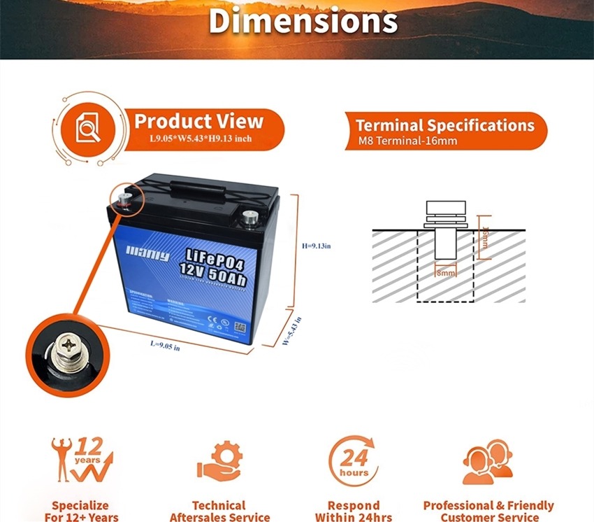 12v 50ah lithium battery - 50ah deep cycle battery  - manly