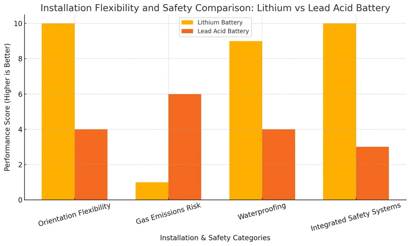 Installation flexibility and safety comparison lithium vs lead acid battery